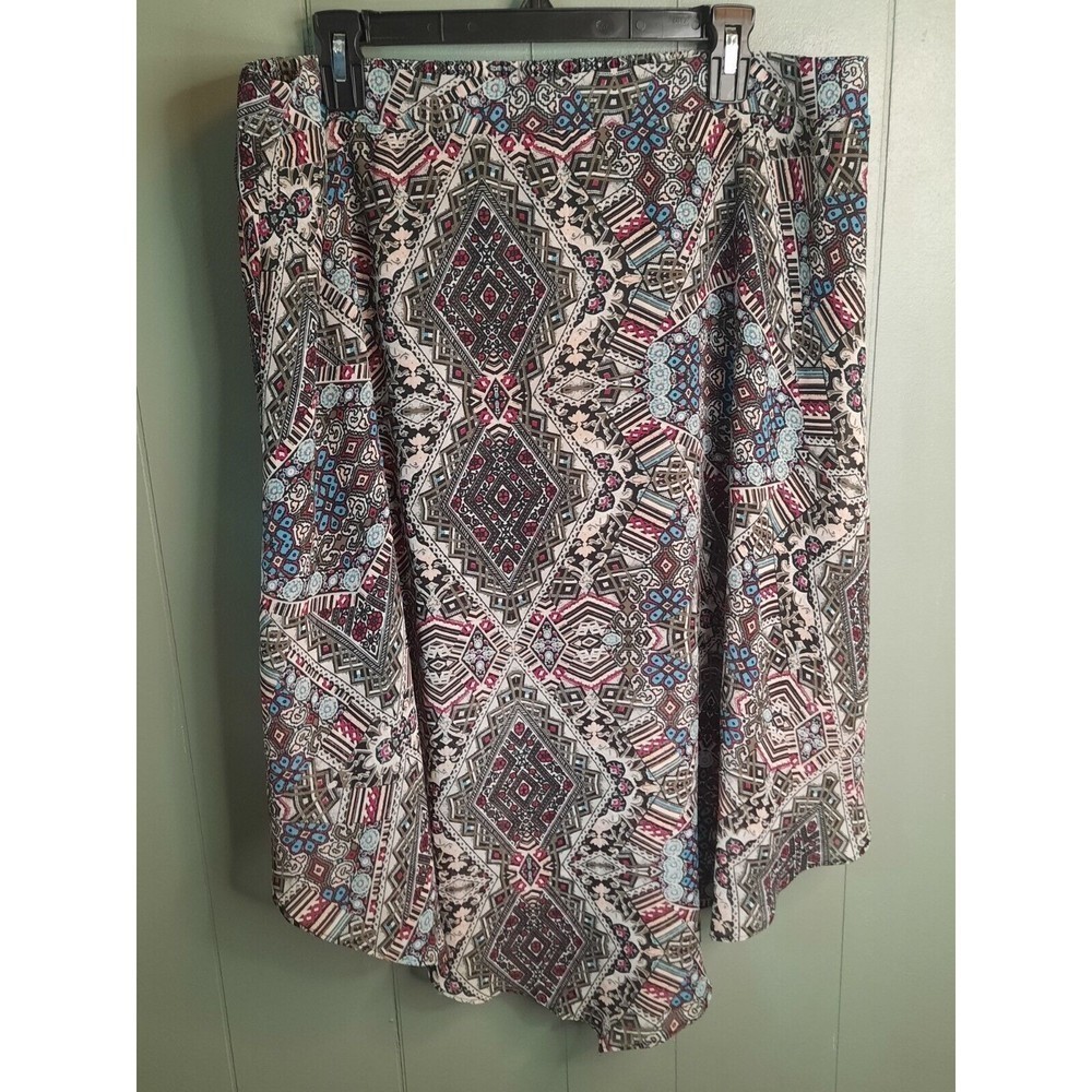 Maurices Black Pink Skirt Size XL Asymmetrical Napkin Hem Lined Elastic Waist